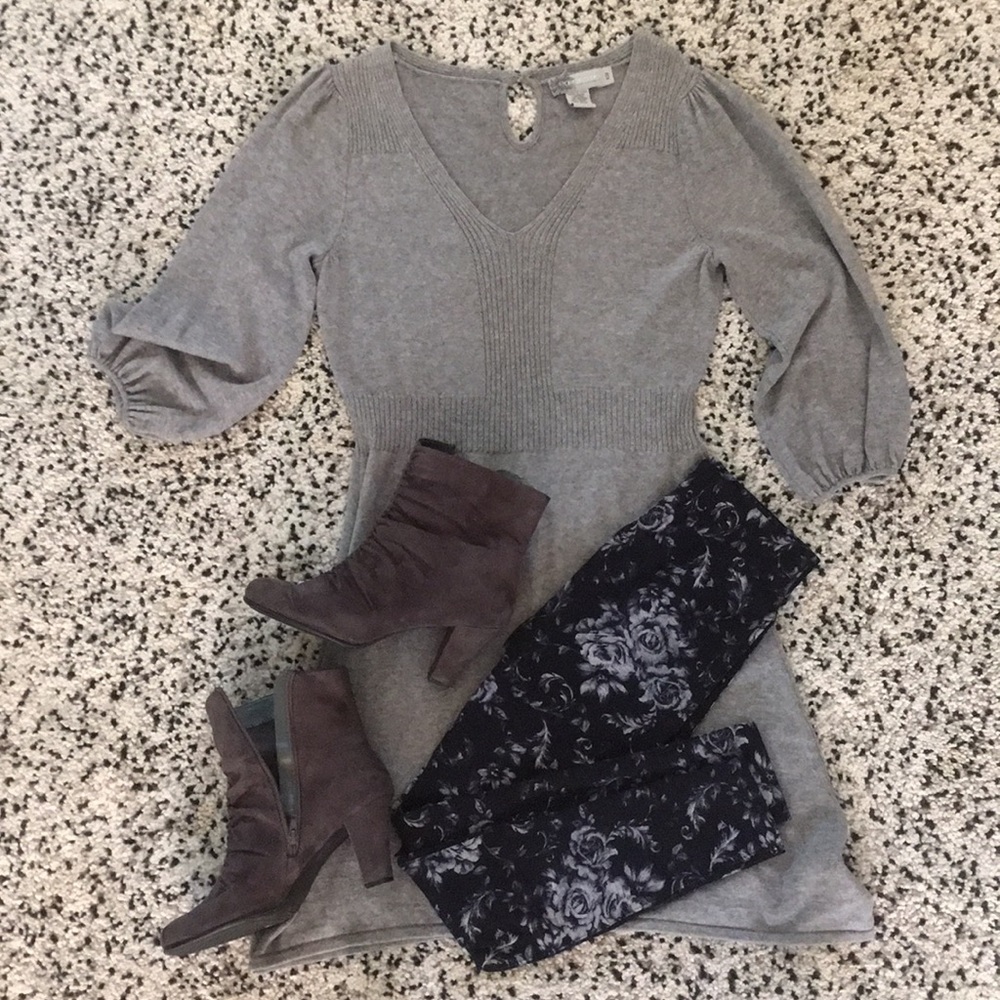 Point Zero Gray Wool Blend Sweater Dress, Medium